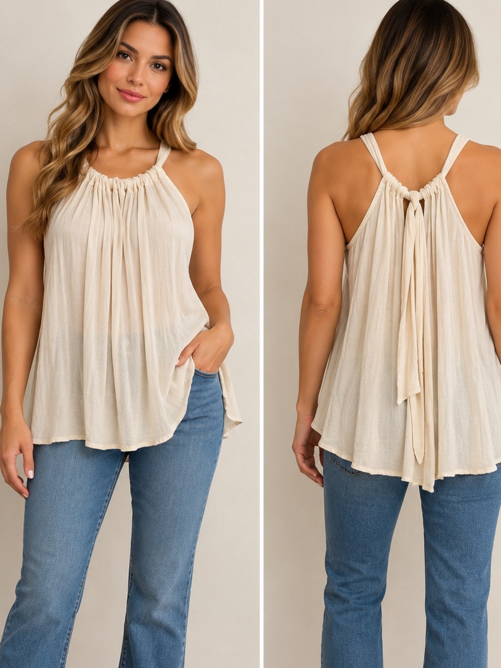 Banana Republic Ivory Halter Swing Camisole